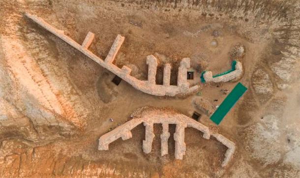 Aerial view of the structure in the ancient city of Girsu